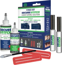 Secure Stitch Liquid Sewing Solution Kit - Fabric Glue That Quickly Mends, Alter