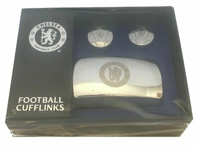 Chelsea FC Licensed Executive Cufflinks Football Design Chrome Cuffs in Gift Box