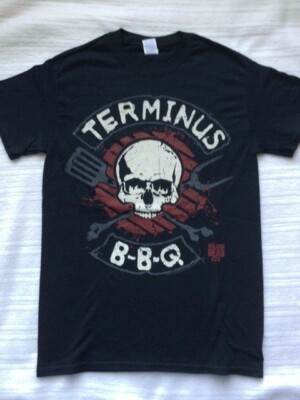The Walking Dead Terminus BBQ Bar-B-Que Black T-shirt New Unworn 