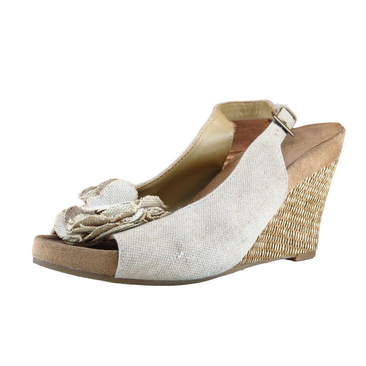 Aerosoles Women Sz M Beige Wedge Synthetic Shoes Air Plush