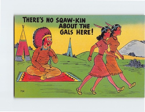 Postcard There's No Sqaw-Kin About The Gals Here! with Comic Art Print