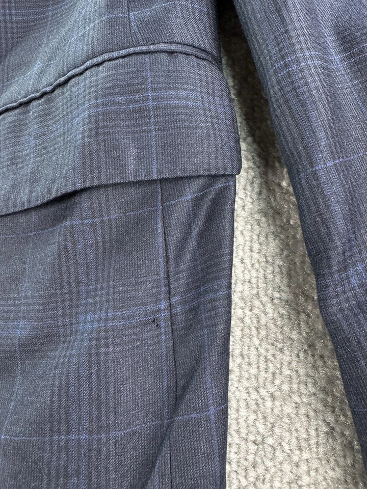 Traje Chaqueta Trussini 48 R Azul Lana Cachemira Ventana Diseñador Deporte Italia Foto 2 de 4