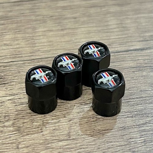 4 x Ventilkappe Für Ford Mustang Logo Auto Reifen Luftventil Abdeckungen Schwarz - Bild 2 von 8