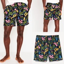Old Navy Men's Printed Swim Trunks 7-inch inseam Blue Sail Floral Size Small