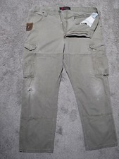 Distressed WRANGLER RIGGS Cargo Utility PANTS Men 38x30 Double Knee RipStop Punk
