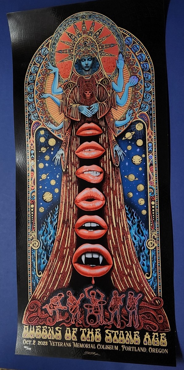 Queens Of The Stone Age FOIL Poster Portland 2023 By EMEK