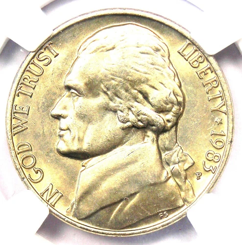 1983-P Jefferson Nickel 5C - Certified NGC MS67 5FS - RARE MS67 FS - Top Pop 1/0