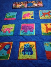 Homemade Baby Quilt, Crib Quilt 36 In By 46 In. Zoo Themed