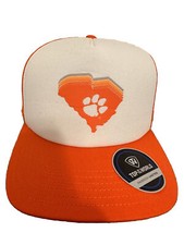 Men's Top of the World White/Orange Clemson Tigers Tone Down Trucker Snapback