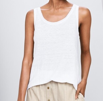 NWT $98 EILEEN FISHER 100% Organic Linen Jersey U-Neck Long Tank Top S M L  XXL