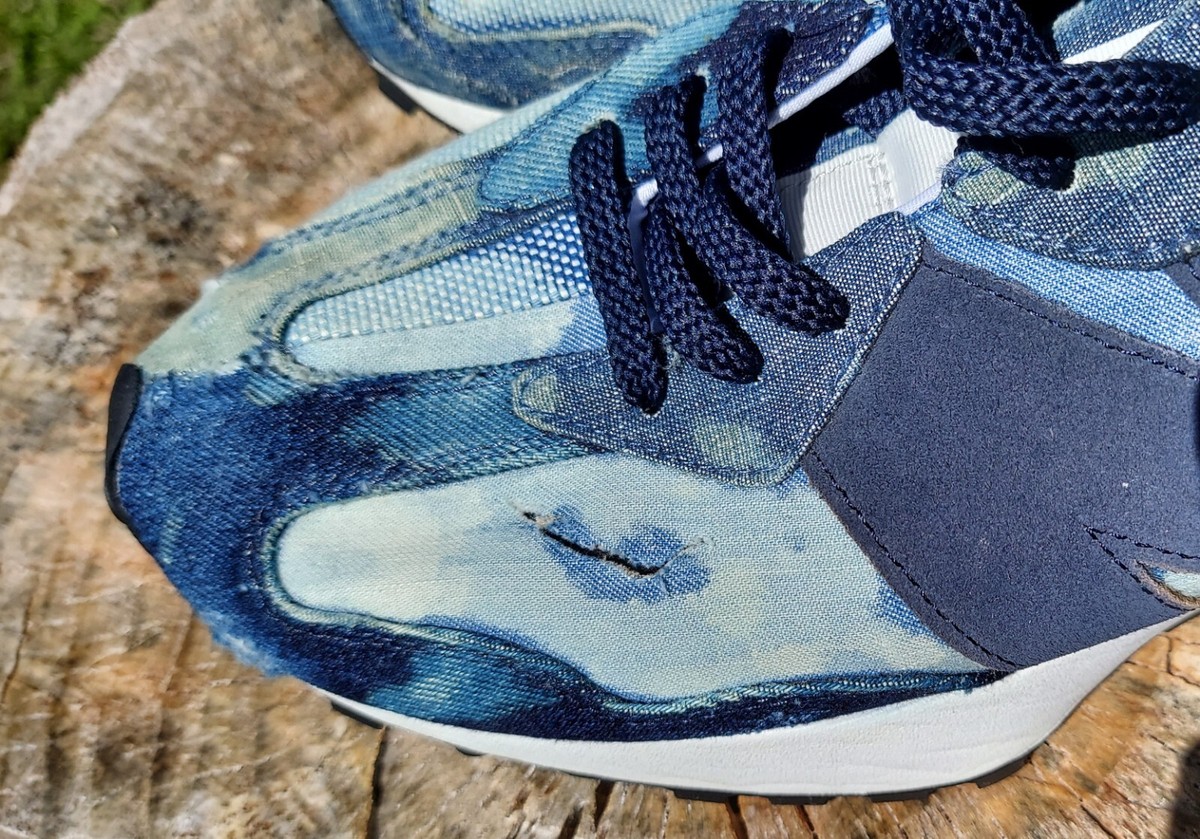 New Balance 327 Denim Custom Bleach Distressed preowned men's size