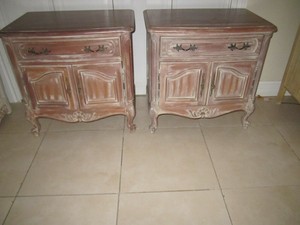 Vintage French By Century Carved Washed Wood Nightstand Two Doors Set Two Ebay