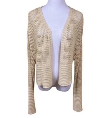 Anthropologie Women s Julliet Cropped Cardigan Sweater Flared Sleeve Open Knit