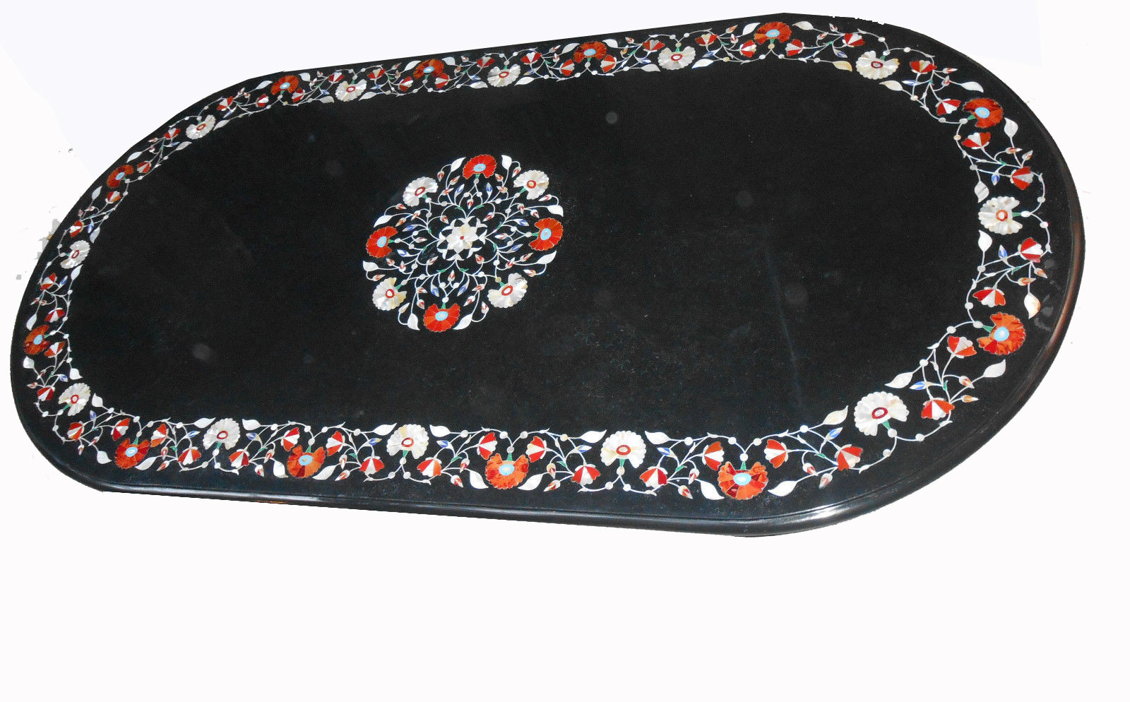 48-inch round table top with semi-precious stone handmade inlay art decor