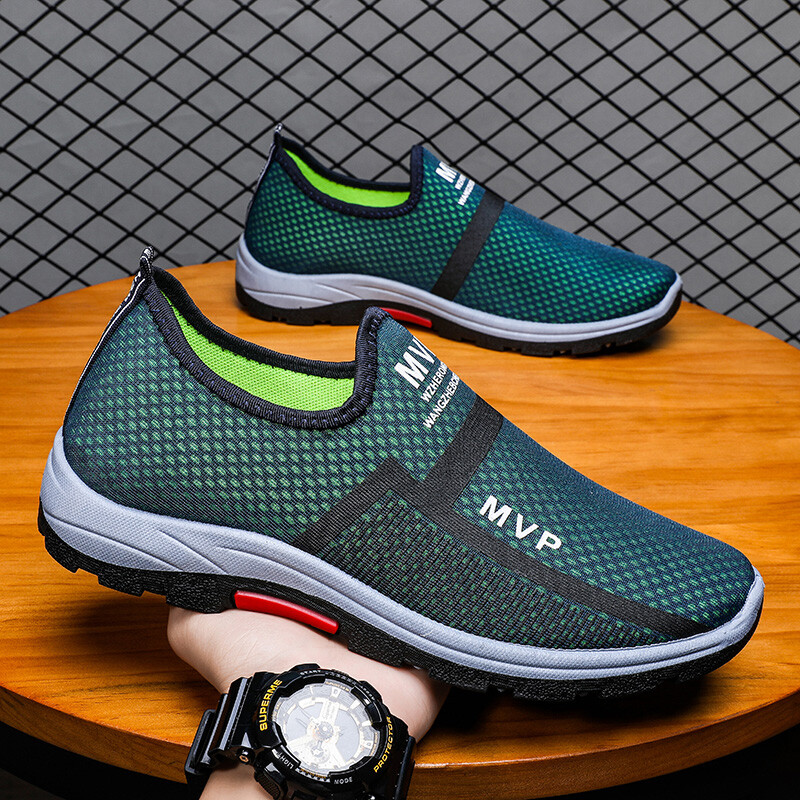 Men Athletic Walking Shoes Slip On Casual Shoes Mesh Tennis Sneakers