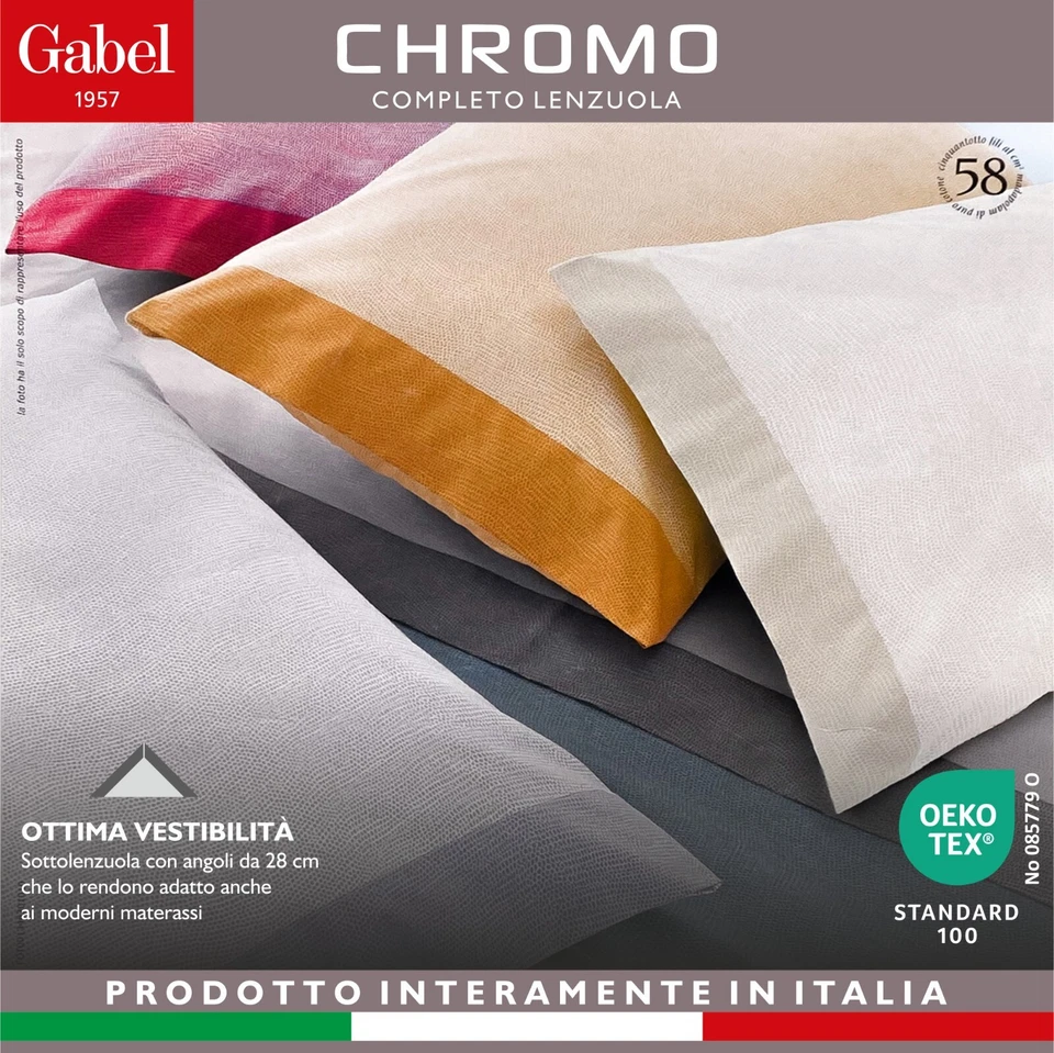 Lenzuola Gabel Matrimoniale Chromo completo letto 2 piazze puro cotone 100% - Immagine 3 di 3