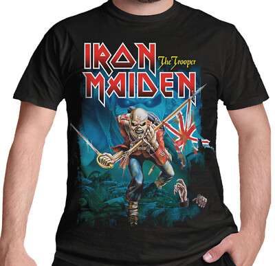 Official Iron Maiden T Shirt Trooper Eddie Large Eyes Black Heavy