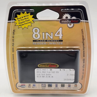 Media Gear 8 in 4 Flash Memory Reader/Writer NOS MGTR-300 Sealed 