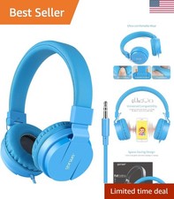 Trendy Blue Kids Headphones - Lightweight, Adjustable Safe for Little Ears
