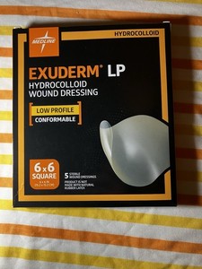 Medline Exuderm LP Hydrocolloid Wound Dressing, 6x6, Low Profile, 5 Count