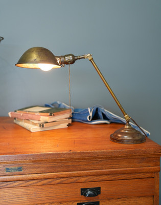 Antique Faries Desk Lamp Industrial Brass Bankers Light vintage Adjustable