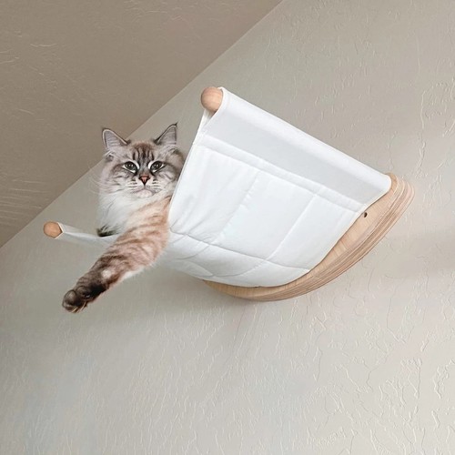 Hamaca de gato montada en la pared cama estante de madera muebles para dormir salón de escalada - Imagen 6 de 6