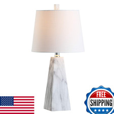 Jonathan Y 20.5 White Marble Finish Modern Resin Table Lamp For Bedroom Living