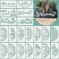 20 PCS 11.81x5.91 in Welcome Stencils for Painting on Wood Large Wild Flower