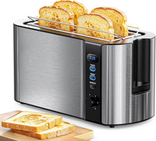 Toaster 4 Slice, 1500W Long Slot Electric Toasters, Extra Wide Slots for Toastin