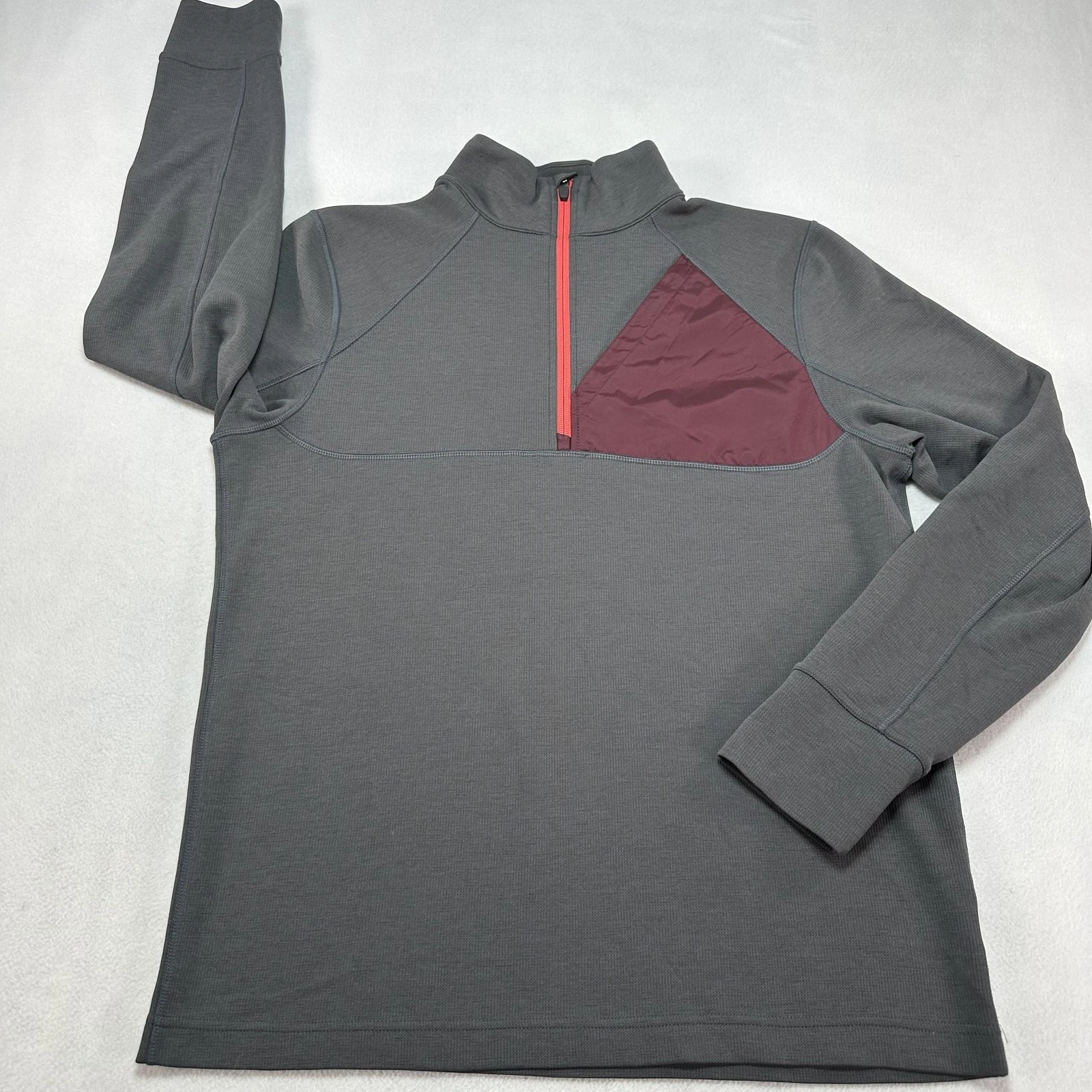 Marmot Hanging Rock Pullover Mens Medium Gray 1/4 Zip Fleece Chest Pocket Hiking
