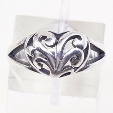 Size 6, Vtg Sterling Silver Handmade Ring, 925 Silver Band W/ Filigree Heart