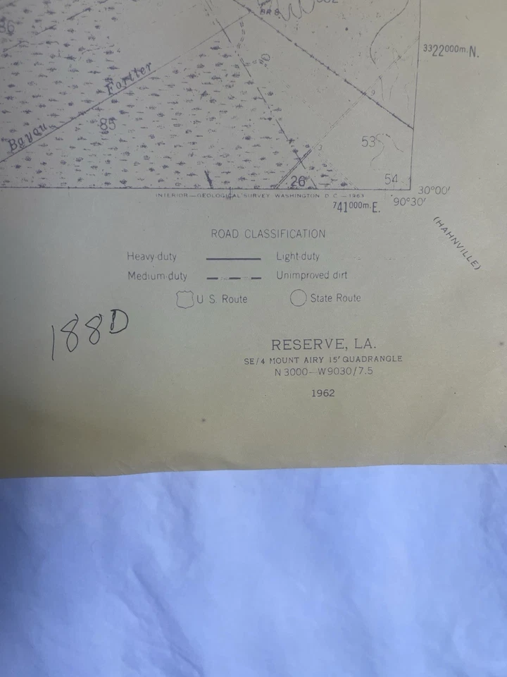 Mapa vintage de estudio geológico de la reserva Luisiana de 1962 Foto 4 de 4