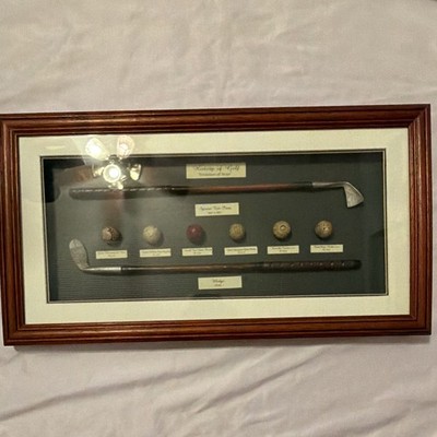 Framed ''History of Golf'' Evolution of Irons Display Case w/ Golf Balls