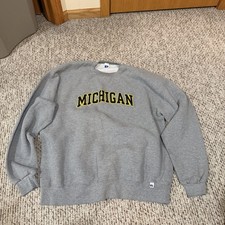 Vintage Michigan Russell Athletic Crewneck Grey Sweatshirt Size 3XT Made In USA