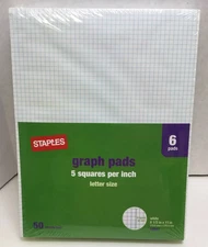 Staples Graph Pads 5 Squares Per Inch Letter Size 50 Sheets Per Pad 6 Pads 18607