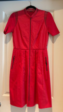 Elie Tahari Pink/Red Paper Bag Waist Pleated Cotton Blend Dress Size 4 NWOT
