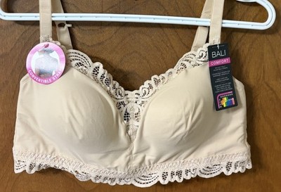 Bali Lace Bra Size L Wireless Convertible Lightly Lined Lace NWT