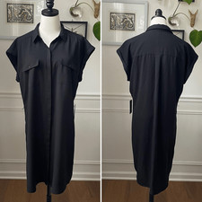 NWT Express Black Button Front Shirt Shift Dress L