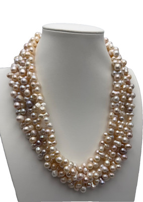 ULTRA-RARE 16MM+ TRIPLE-STRAND BAROQUE PEARL COLLAR - MASSIVE 10.7OZ WEIGHT -925