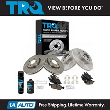 TRQ Front & Rear Premium Posi Ceramic Disc Brake Pad & Rotor w/Chemicals