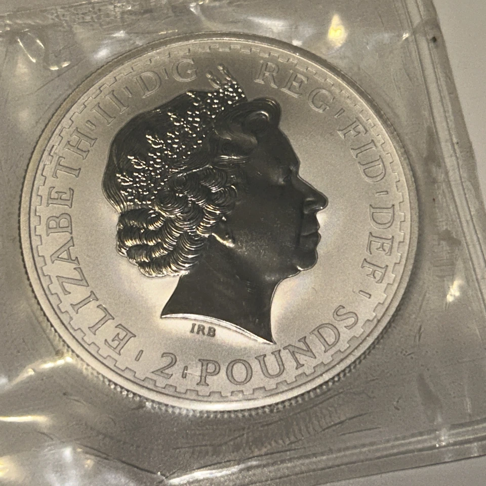 1999 Britannia Silver 1 oz Two Pounds Royal Mint Bullion Coin Sealed - Image 2 of 2