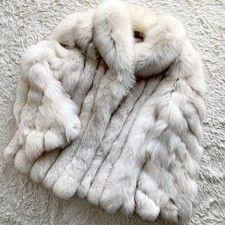 SAGA FOX Blue Fox Fur Coat Size 11 L Gorgeous Condition