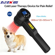 12W LLLT Cold Laser Therapy Body Pain Relief Device Humans Pets 5x905nm 20x808nm