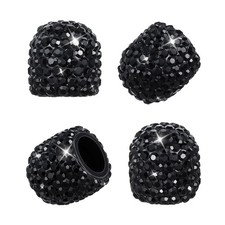 Bling Diamond Valve Stem Caps, 4 Pack Black Sparkly Handmade Crystal Rhinesto...