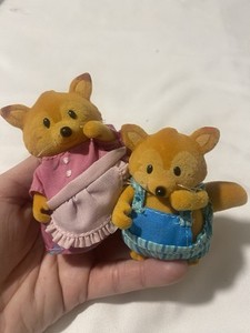 Lil Woodzeez and Calico collectible animal Fox figures with clothing accessories