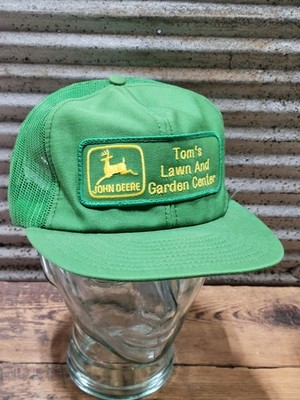 Vintage John Deere Tom's Lawn & Garden Center Jasper IN Snapback Trucker Hat 