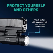 DefendTek DT-M1C Black Rail Mounted Tactical LED Flashlight