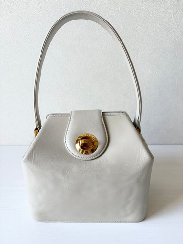 GIVENCHY Hand Bag Tote Purse Logo Leather Beige Authentic
