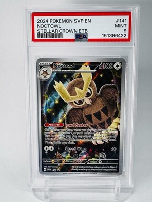 Pokemon TCG Noctowl 141 PROMO Scarlet & Violet: Stellar Crown ETB 2024 PSA 9