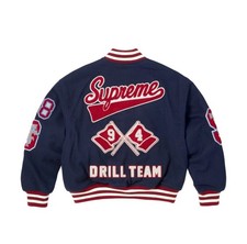 Supreme Drill Team Varsity Jacket Navy  FW25 Sz M
